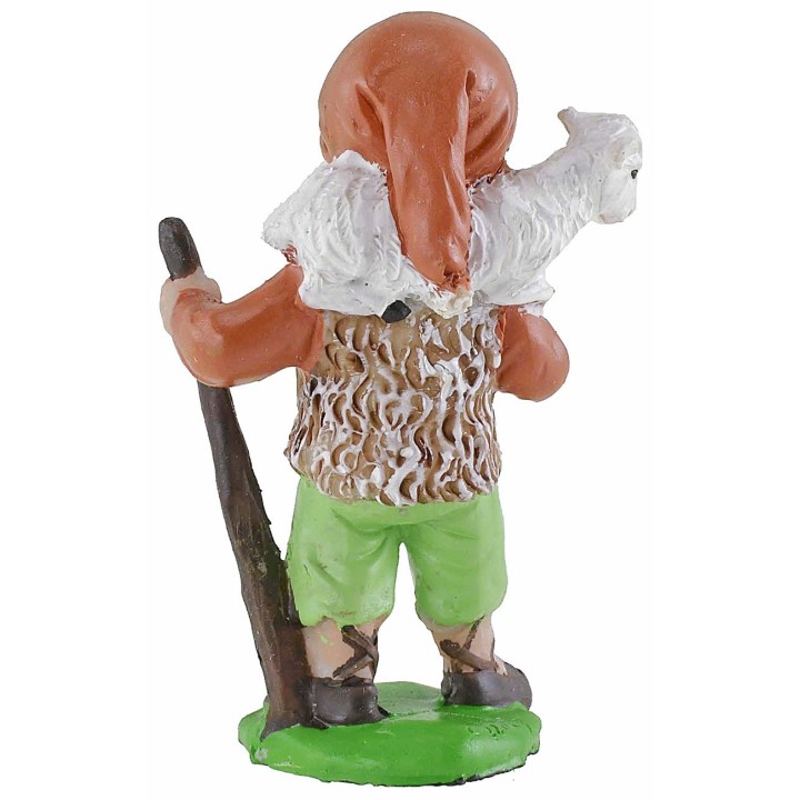 Shepherd with lamb in resin 7 cm Oliver child style