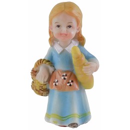 Pastorella con pane in resina cm 7 stile bambino Oliver