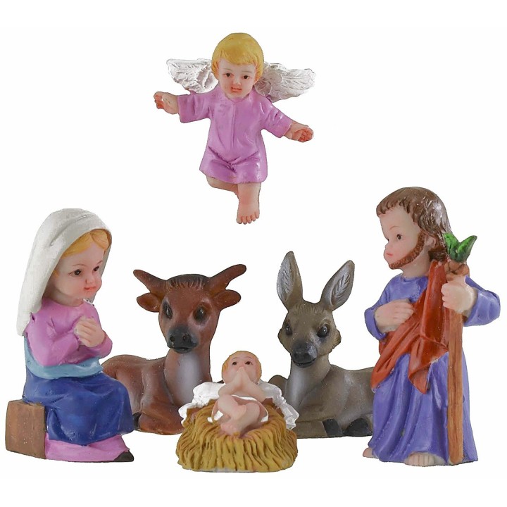 Nativity 6 subjects in resin 7 cm Oliver child style