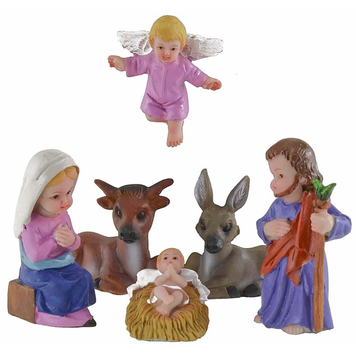 Nativity 6 subjects in resin 7 cm Oliver child style