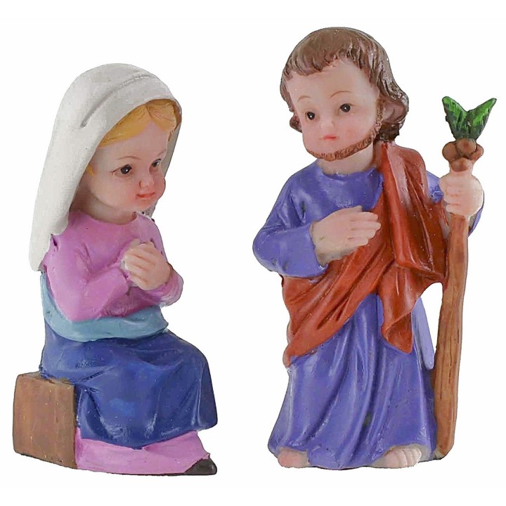 Natividad 6 figuras en resina de 7 cm estilo niño Oliver