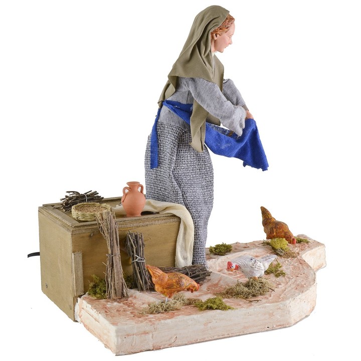 Campesina lux con gallinas en movimiento 30 cm