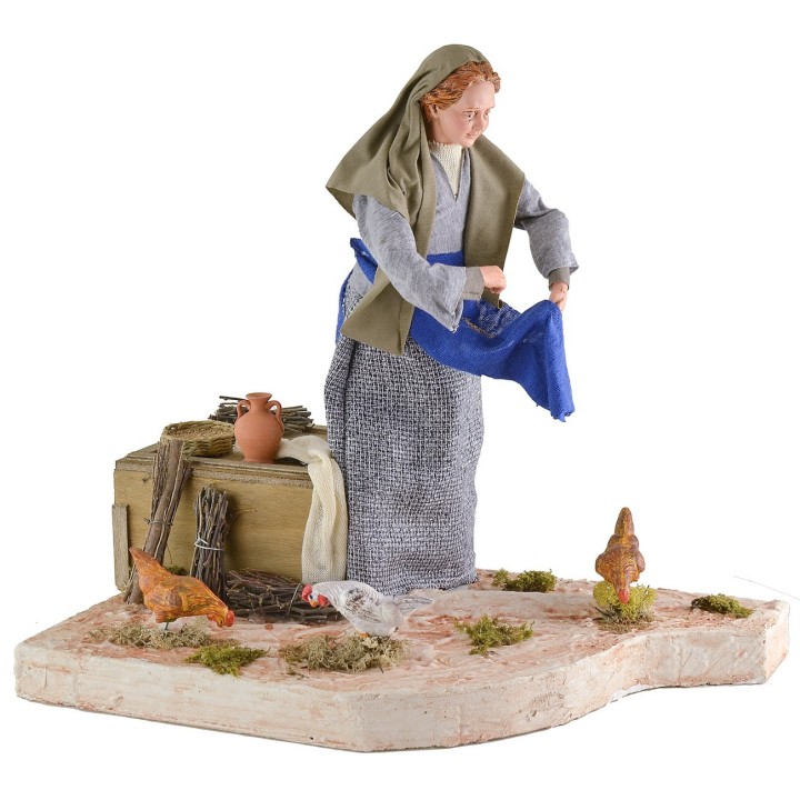 Campesina lux con gallinas en movimiento 30 cm