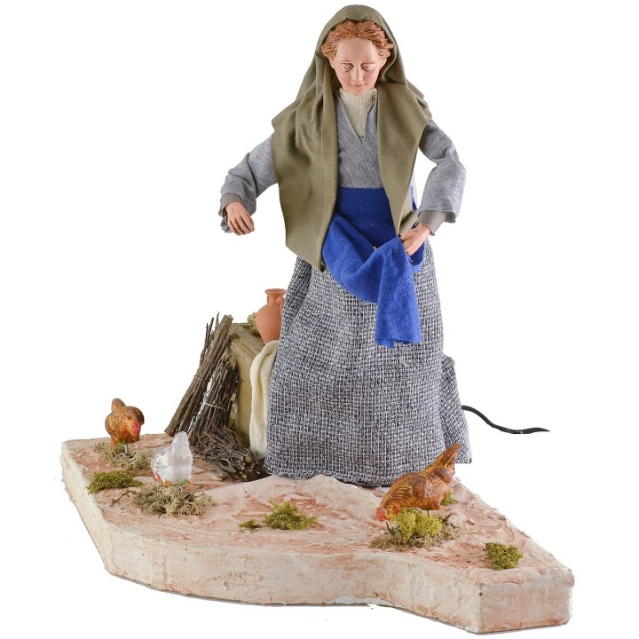 Campesina lux con gallinas en movimiento 30 cm