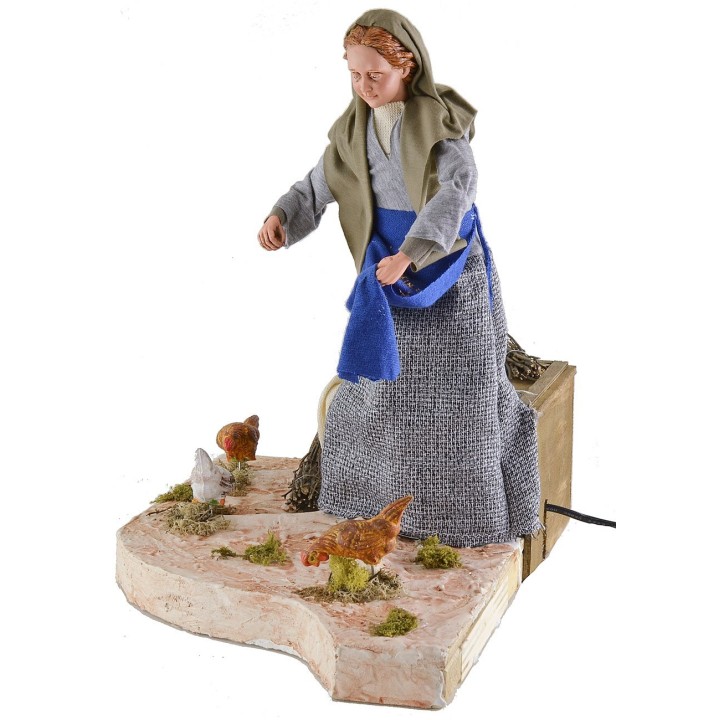 Campesina lux con gallinas en movimiento 30 cm