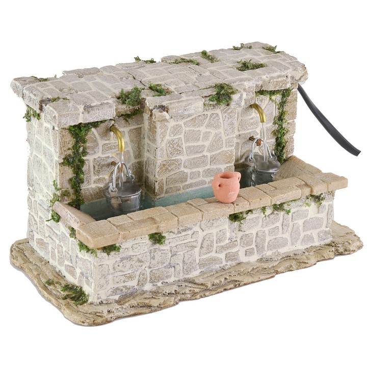 Stone sink with 2 taps and buckets