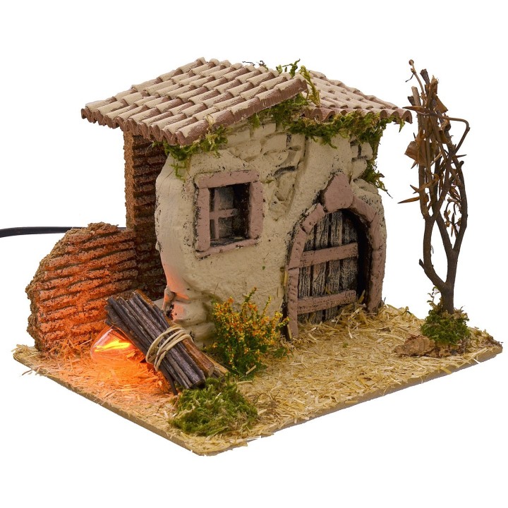Casolare rustico con fuoco funzionante cm 19x15x14,5 h