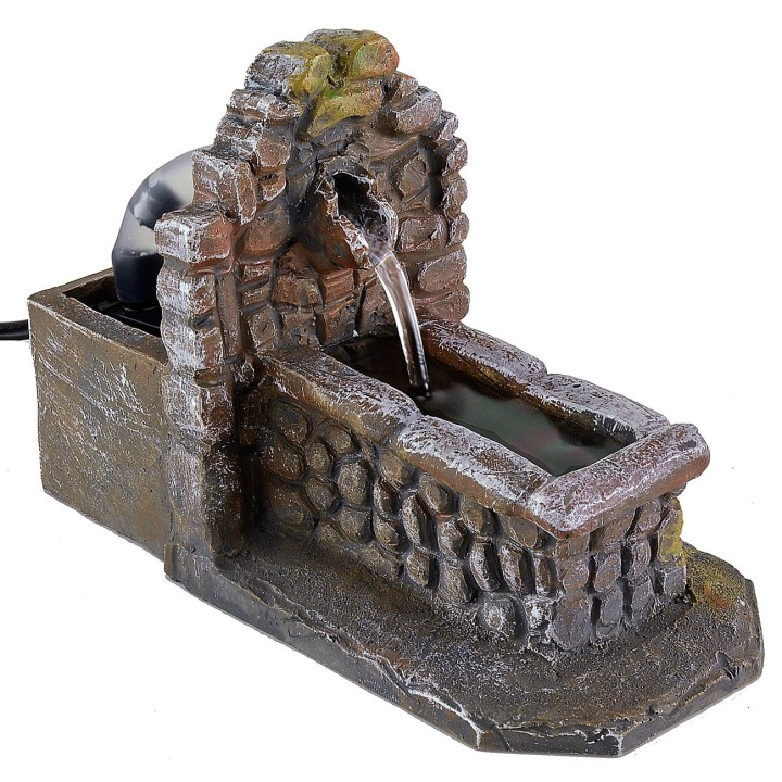 Fuente funcional efecto piedra en resina de 7,5x15,5x11 cm h