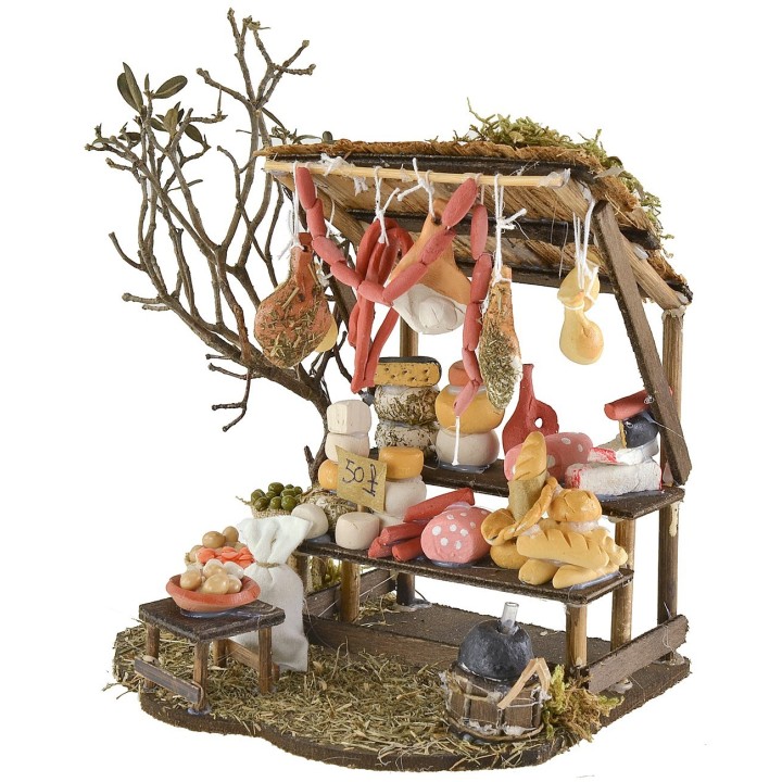 Scenography with stall of mixed products 16x13.5x20 cm h