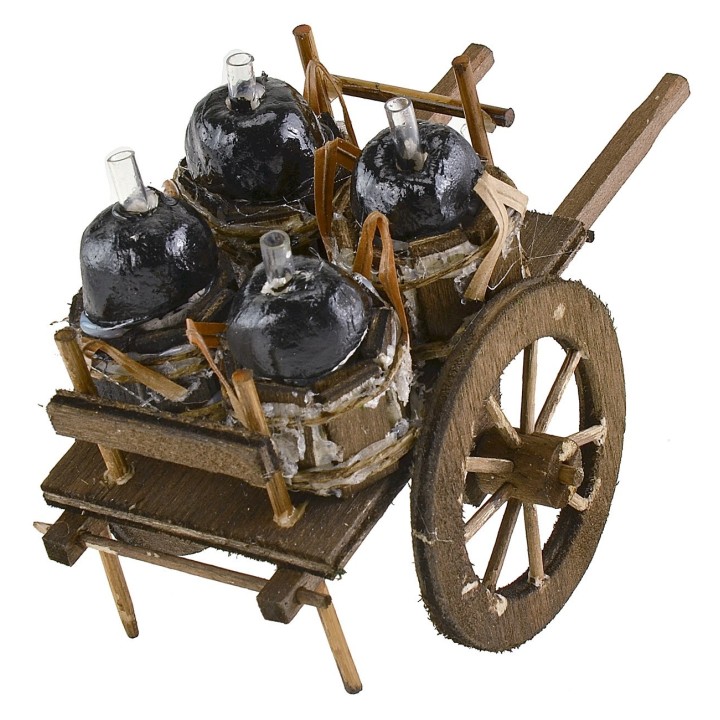 Cart with demijohns 8x12.5x7 cm h