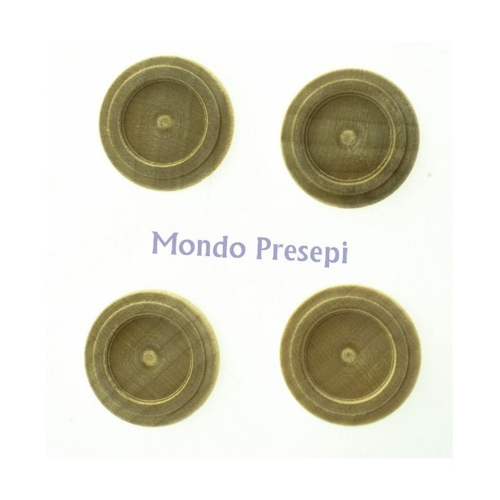 Set of 4 wooden dinner plates ø cm 2