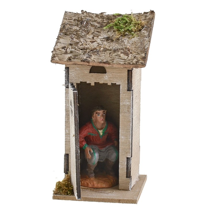 Wooden latrine for nativity scene 6x6x13 cm h