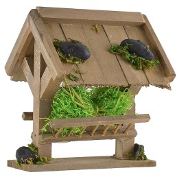 Wooden manger with hay for nativity scene cm12x10x13 h