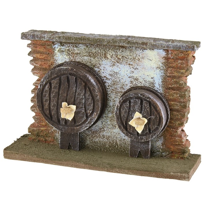 Muro con barriles para belén de 19x6x12,5 cm h