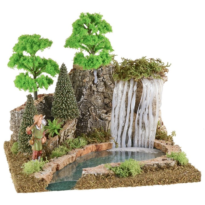 Mountain waterfall and lake for nativity scene 25x21x22 cm h