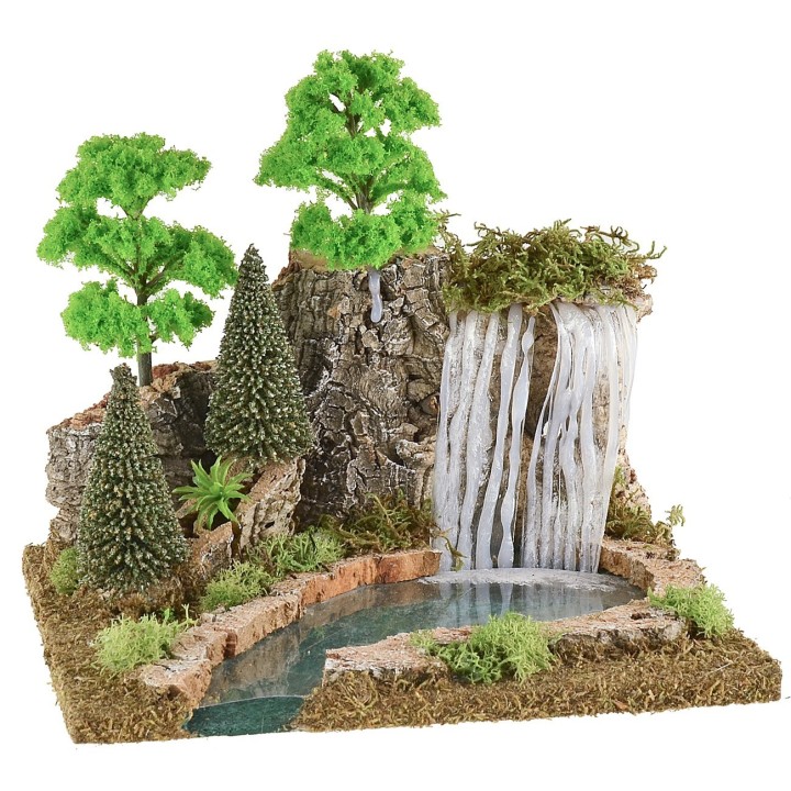 Cascata di montagna e lago per presepe cm 25x21x22 h