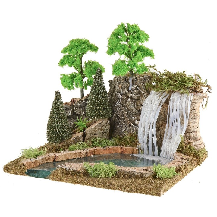 Cascada de montaña y lago para pesebre cm 25x21x22 h