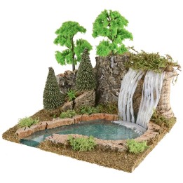 Mountain waterfall and lake for nativity scene 25x21x22 cm h