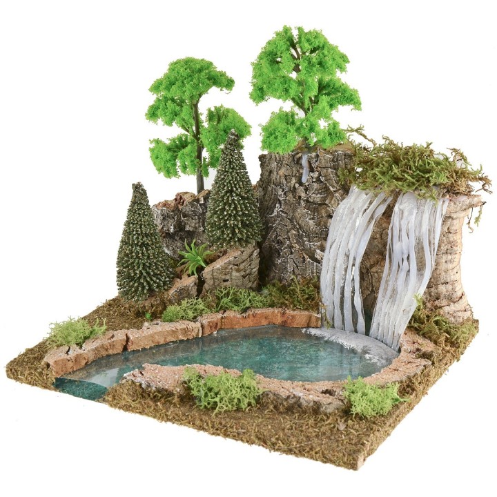Cascada de montaña y lago para pesebre cm 25x21x22 h