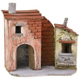 Nativity scene house with door and balcony 17x9x16 cm h