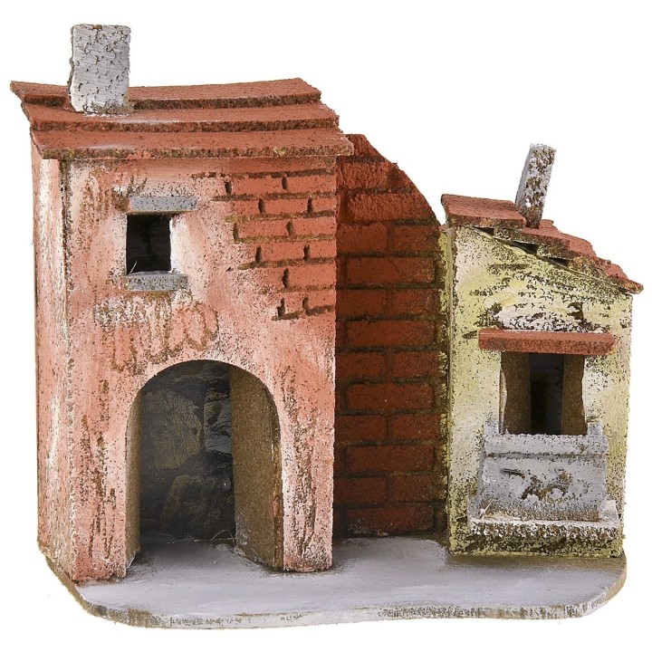 Casa para belén con portón y balcón cm 17x9x16 h