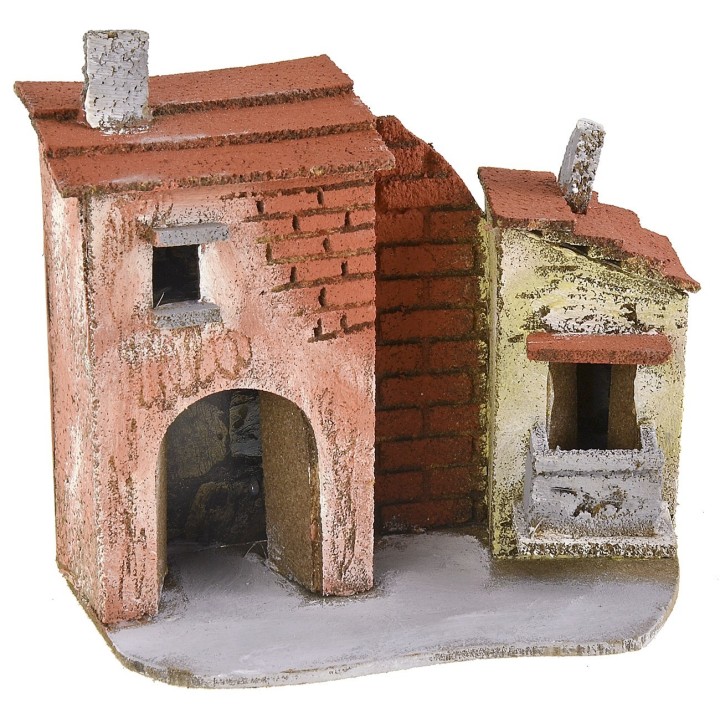 Casa per presepe con portone e balcone cm 17x9x16 h