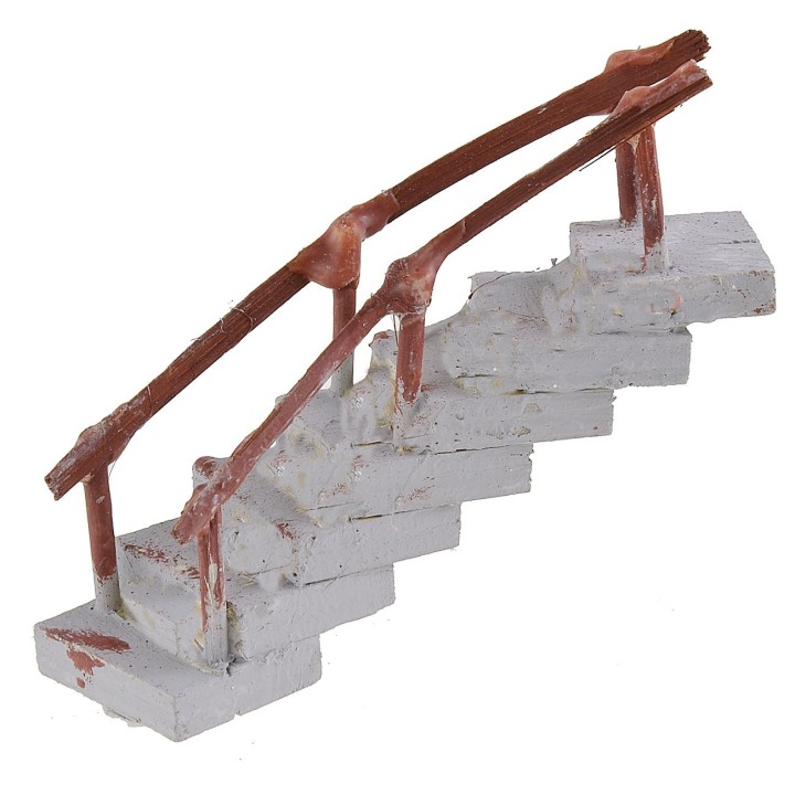 Curved wooden staircase with handrail 2.7x8.6x4.5 h cm