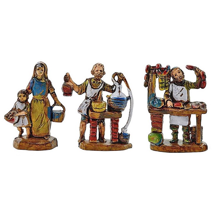 Set 3 statuine per presepe cm 3,5