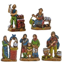 Set 5 statuine al lavoro presepe cm 3,5
