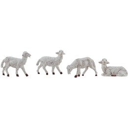 Set of 4 sheep for nativity scene in patinated PVC for statues