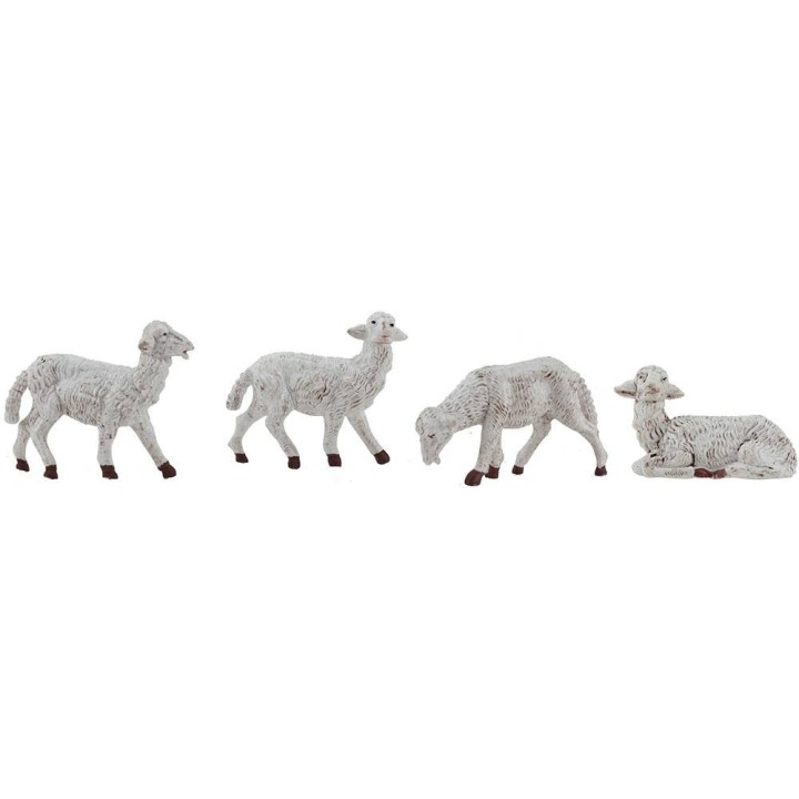 Conjunto de 4 ovejas para belén en pvc patinado para estatuas