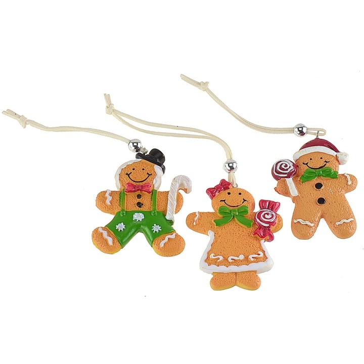 Set of 3 gingerbread style resin men for the Christmas tree