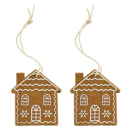 Pair of felt hanging houses 4.5x5.8 cm h