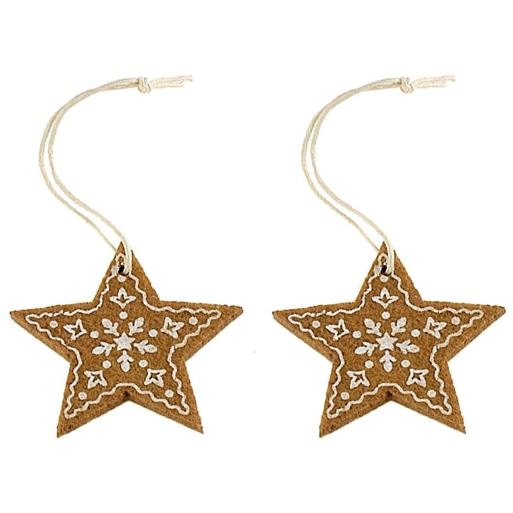 Set of 2 felt star decorations 5.5x5.2 cm h