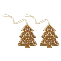 Set 2 alberi di Natale in stile cookie cm 3,9x5,5 h