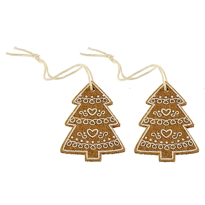 Conjunto de 2 árboles de Navidad estilo galleta de 3,9x5,5 cm h