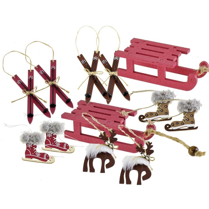 Scatola regalo addobbi assortiti in legno