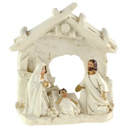 Natività bianca con capanna cm 10,5x4,5x11 h