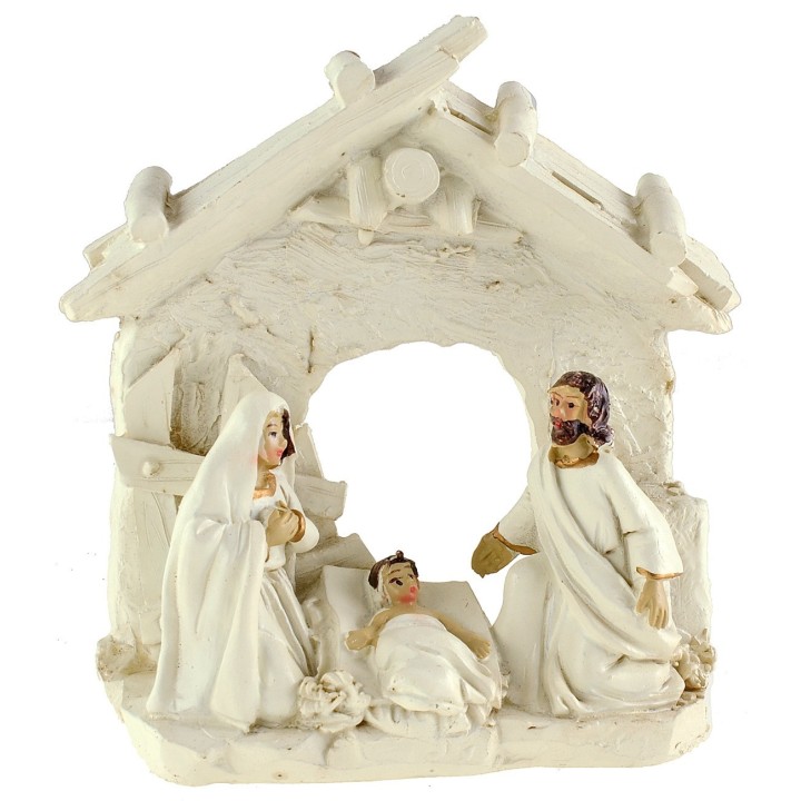 White nativity with hut 10.5x4.5x11 cm h