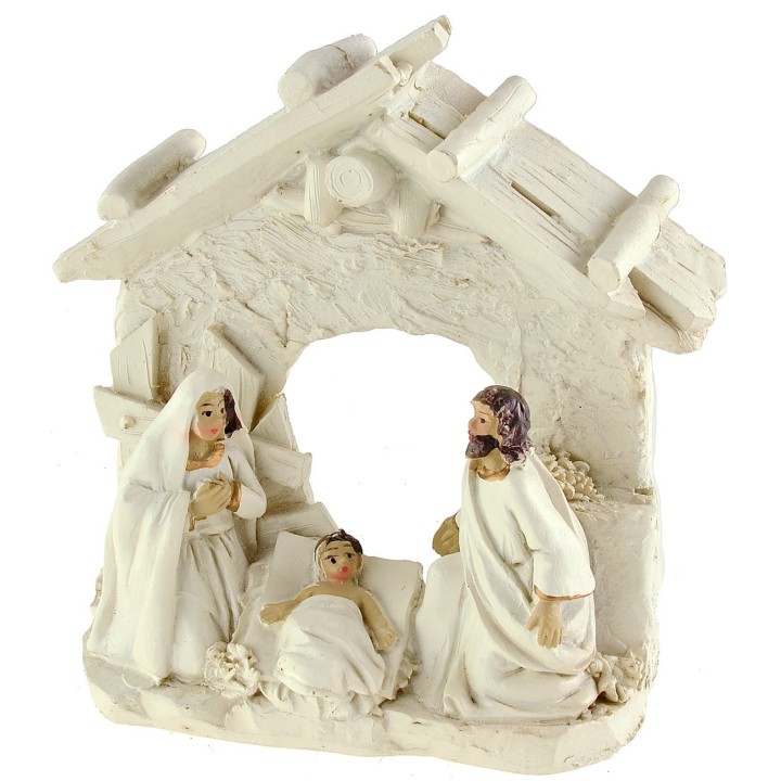 Natività bianca con capanna cm 10,5x4,5x11 h