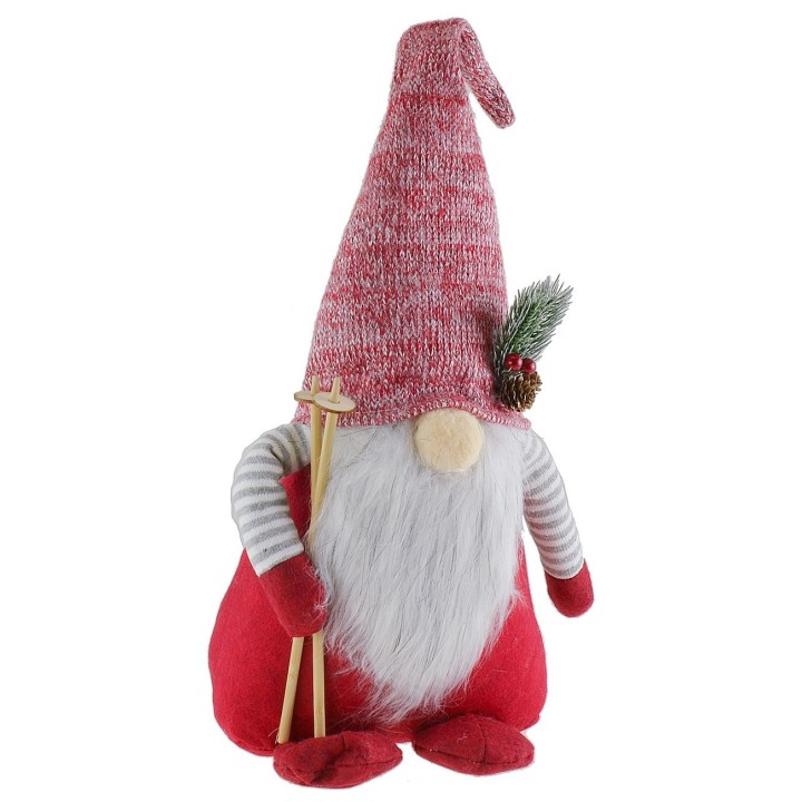 Gnomo navideño esquiador h 55 cm