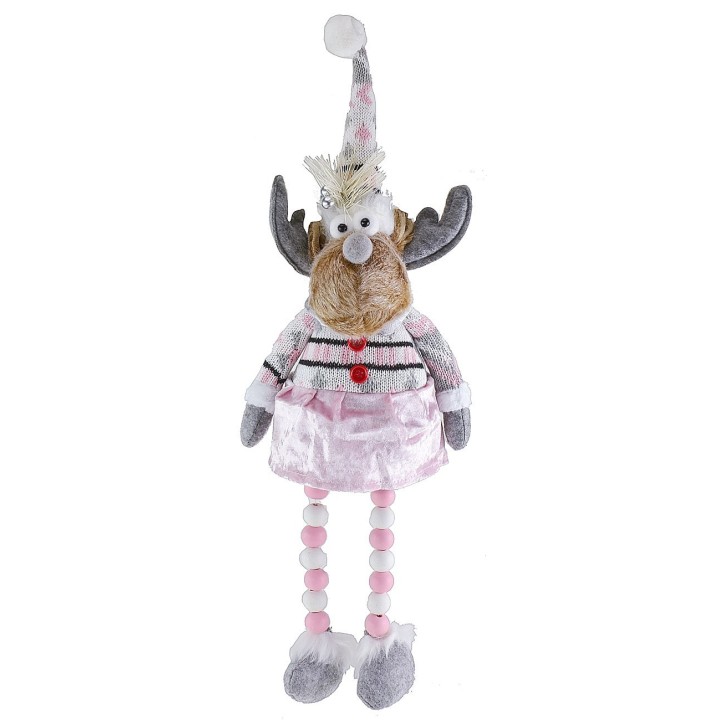 Christmas reindeer with pink skirt h 54 cm