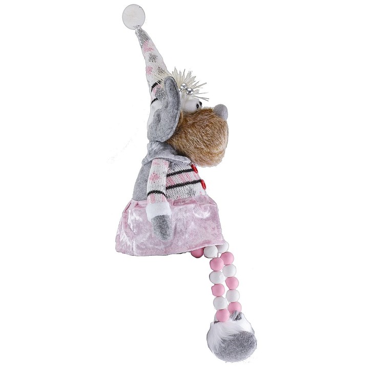 Reno navideño con falda rosa h 54 cm