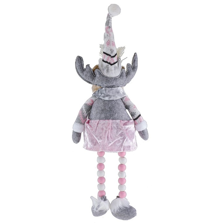 Reno navideño con falda rosa h 54 cm