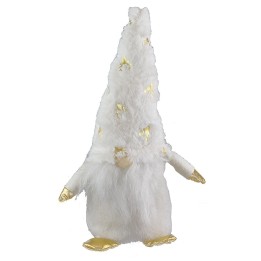 Gnomo blanco navideño con barba larga h 30 cm