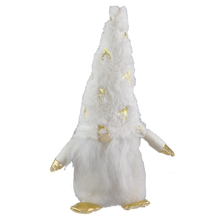 Gnomo blanco navideño con barba larga h 30 cm