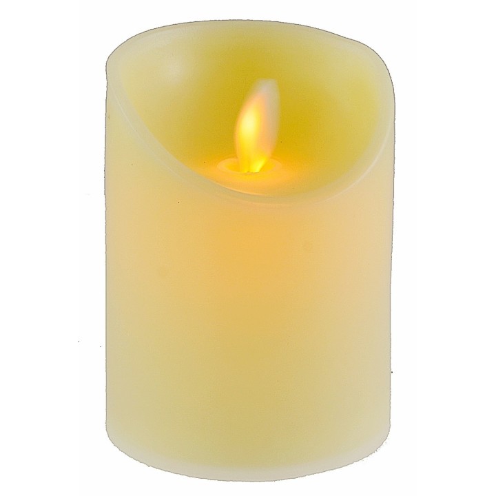 Beige tea light with battery-operated flickering LED flame, h
