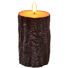 Candela effetto tronco con fiamma led a batteria h 12,5 cm
