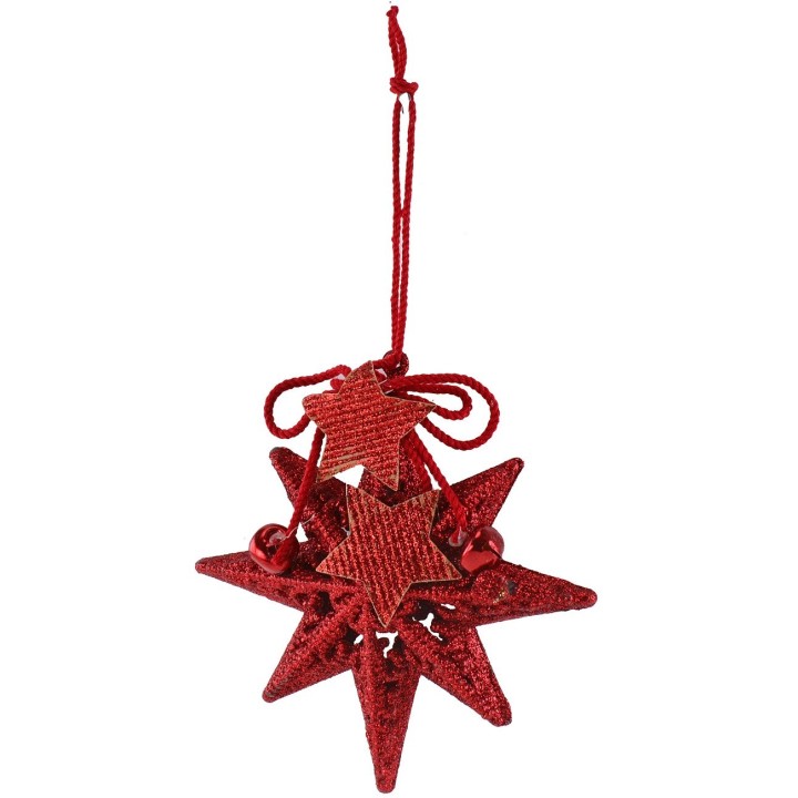 Red glitter star 13x13 cm h