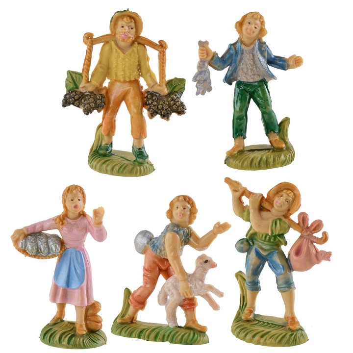 Conjunto de 5 figuras de 4 cm para belén.
